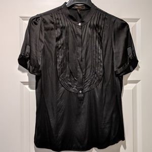 BCBG MaxAzria Black Silk Blouse, sz L